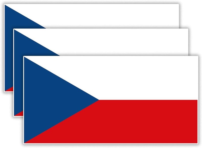 EMMACELA (3PCS) Czechia Flag stickers, Countries Flag Stickers - Waterproof Vinyl Decals For Laptops, Tumblers, Water Bottles, Books, Scrapbooks, Size 3 x 1.5 Inch - Image 1